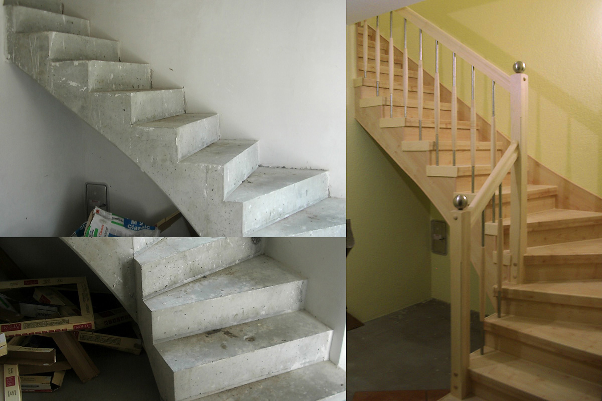Laminat Ahorn auf Betontreppe