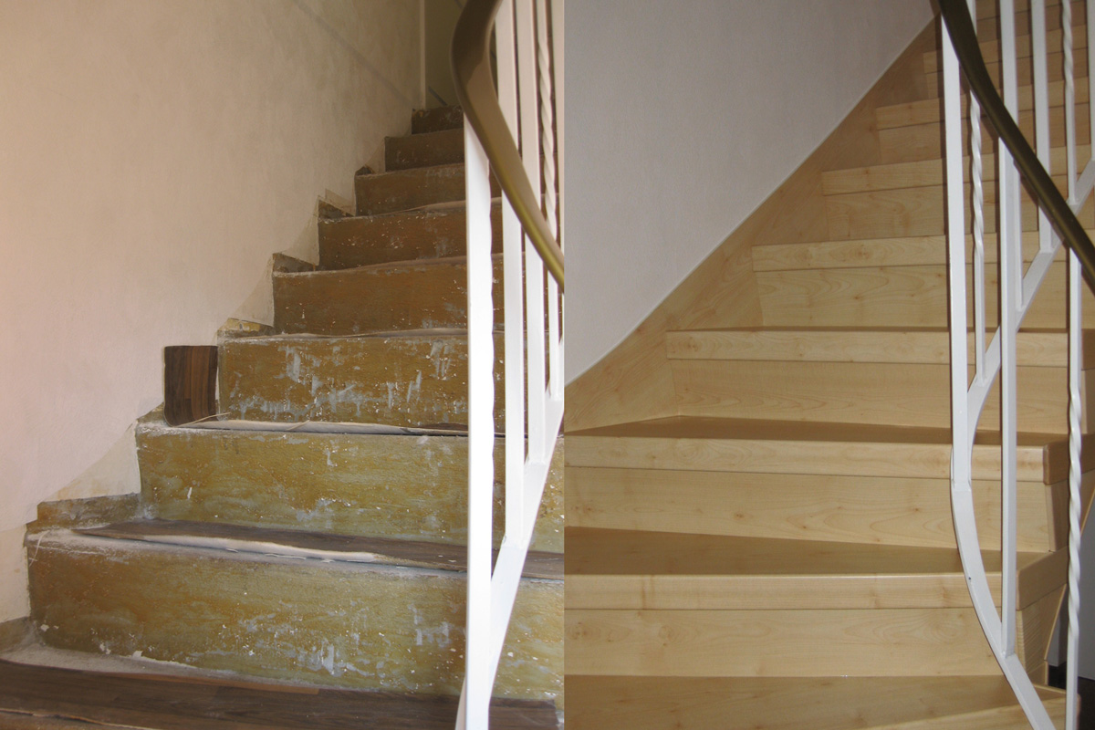 Laminat Ahorn auf Betontreppe