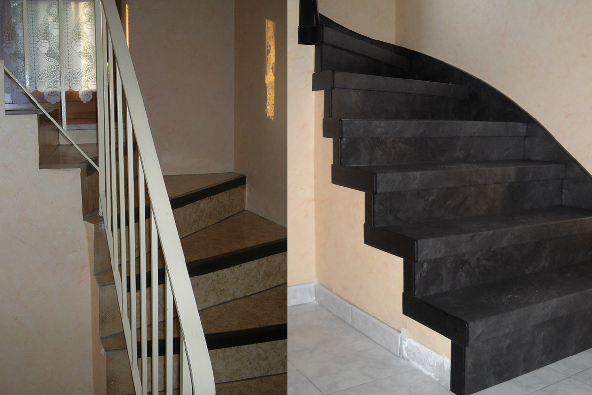 Laminat Anthrazit auf Betontreppe