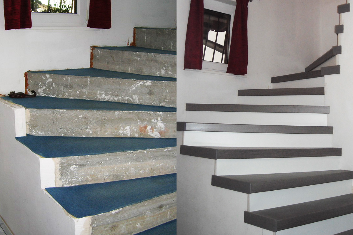 Laminat Eiche Grau auf Betontreppe