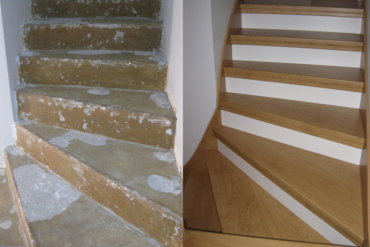 Laminat Eiche auf Betontreppe