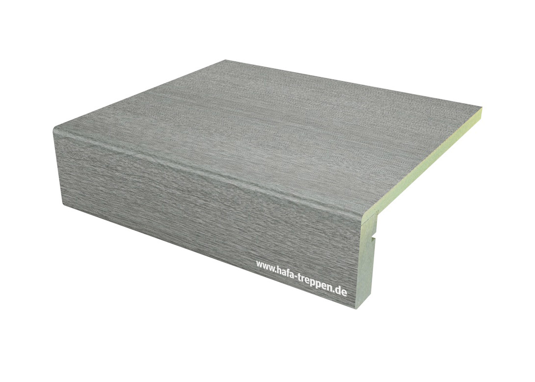 Stufenansicht Laminatstufe gerade Eiche Grau