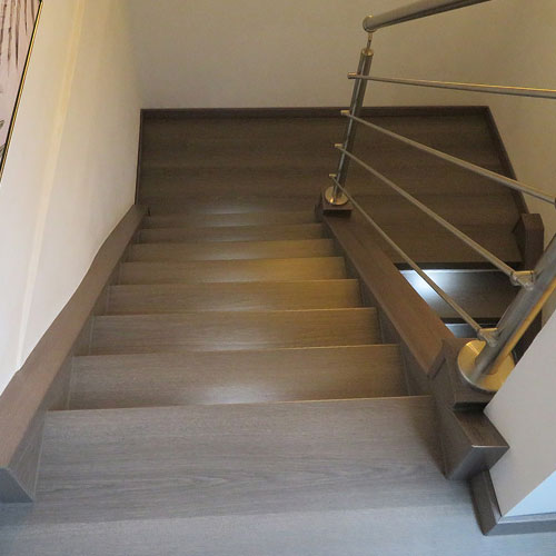 Treppenrenovierung Laminat eiche grau